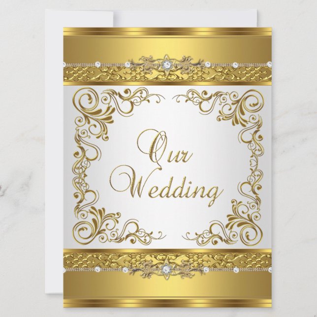 Wedding Einladung Metallic Gold White Diamond (Vorderseite)