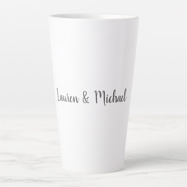 Wedding Elegant Minimalist Calligraphy Black White Milchtasse (Vorderseite)