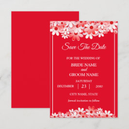 Wedding Elegant Red White Floral Save The Date