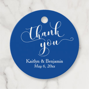 Wedding Elegant White on Deep Blue Vielen Dank Geschenkanhänger