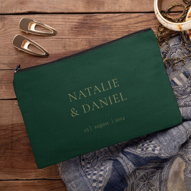 Wedding Emerald Green und Gold Chic Zubehörtasche (Von Creator hochgeladen)