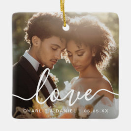 Wedding engagement photo love couples names date keramikornament