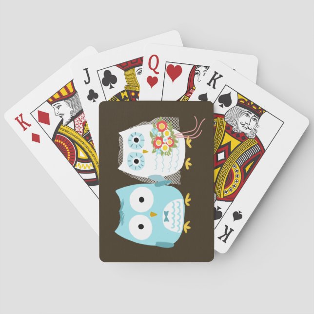 Wedding Eulen - niedliche Braut und Bräutigam Spielkarten (Rückseite)