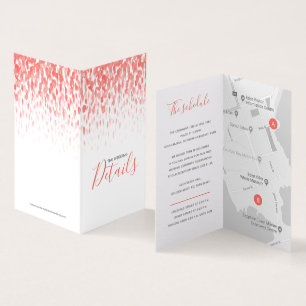 Wedding event details guest coral art schedule map