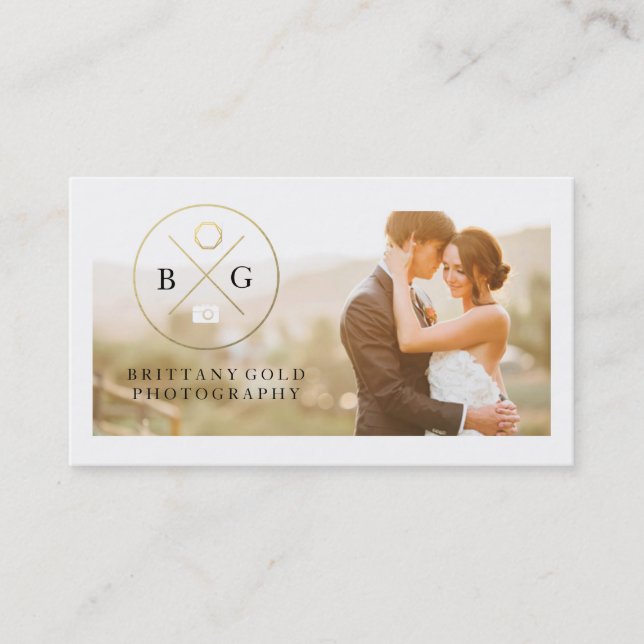 Wedding Event Photography Business Card Black Gold Visitenkarte (Vorderseite)