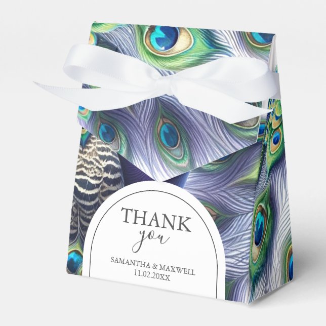Wedding Favor Boxes Royal Peacock Geschenkschachtel (Vorderseite)