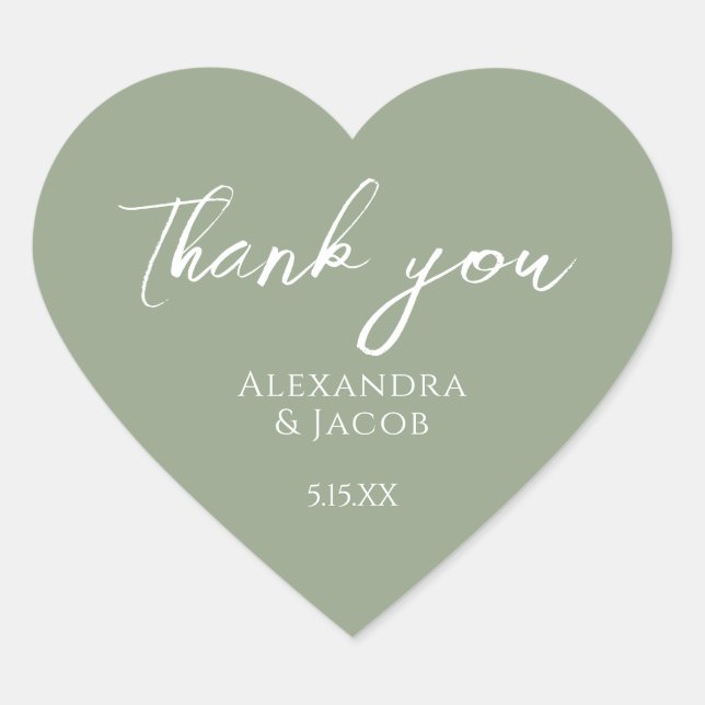Wedding Favor Labels Elegant Typography Herz-Aufkleber (Vorderseite)