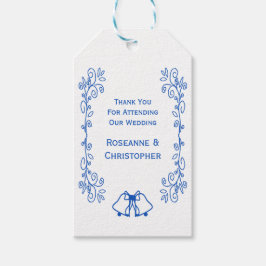 Wedding Favour Gift Tag Blue Sapphire Bells Geschenkanhänger