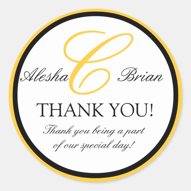 Wedding Favour Thank You Stickers Monogram C (Vorderseite)