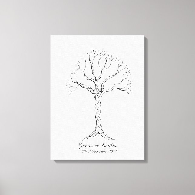 Wedding Fingerprint Tree Gästebuch - Leinwand (Vorderseite)