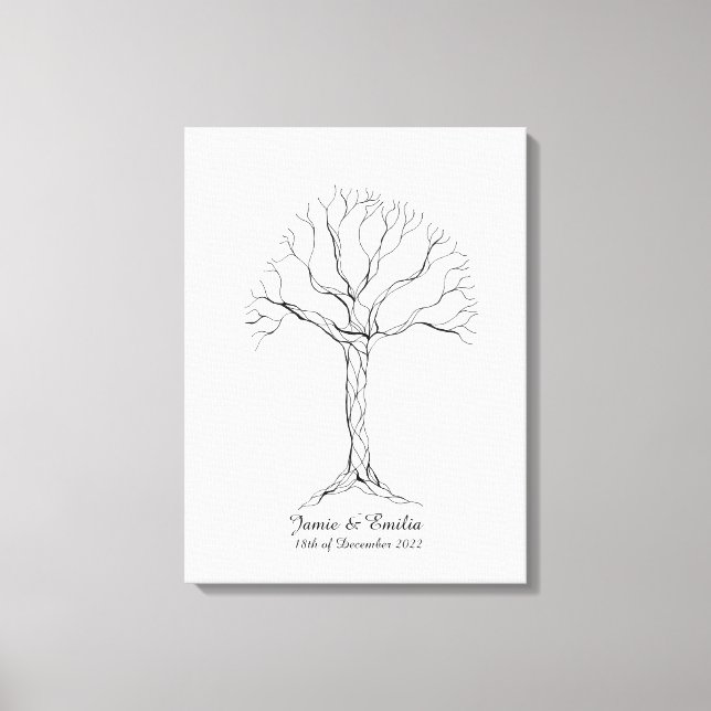 Wedding Fingerprint Tree Gästebuch - Leinwand (Vorderseite)