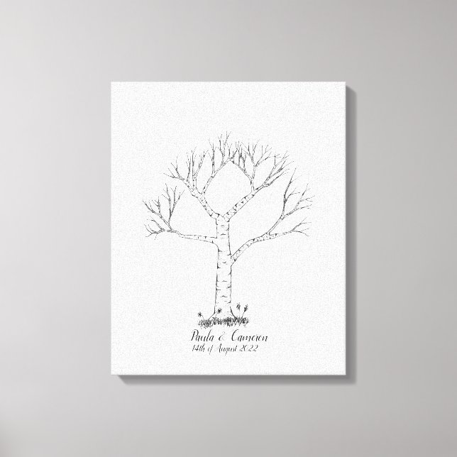 Wedding Fingerprint Tree Gästebuch - Leinwand (Vorderseite)