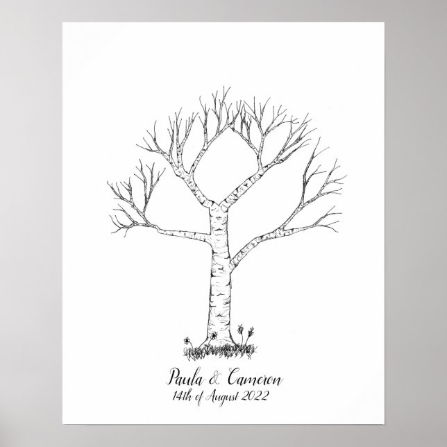 Wedding Fingerprint Tree Gästebuch - Poster (Vorne)