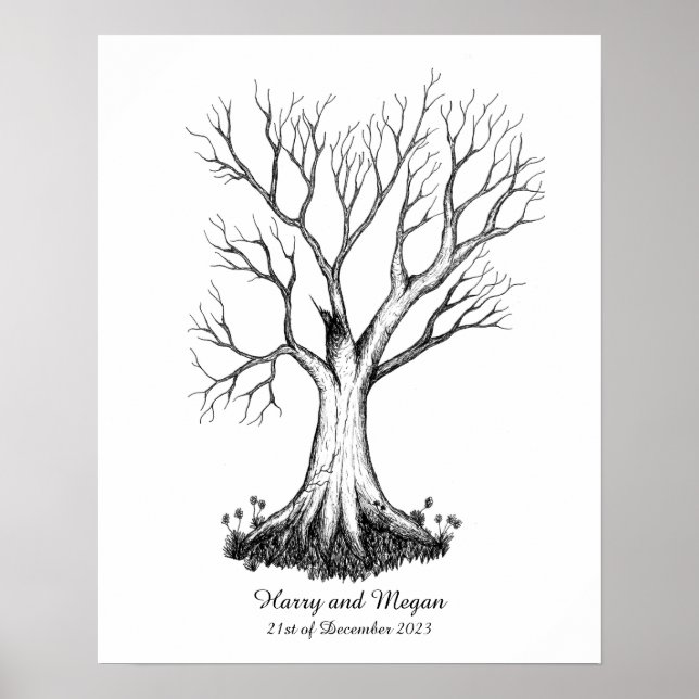 Wedding Fingerprint Tree Gästebuch - Poster (Vorne)