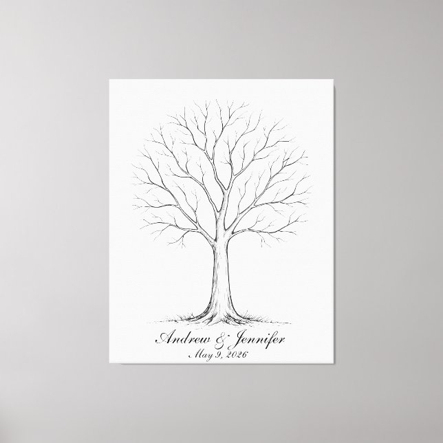 Wedding Fingerprint Tree Guest Book Alternative Leinwanddruck (Vorderseite)
