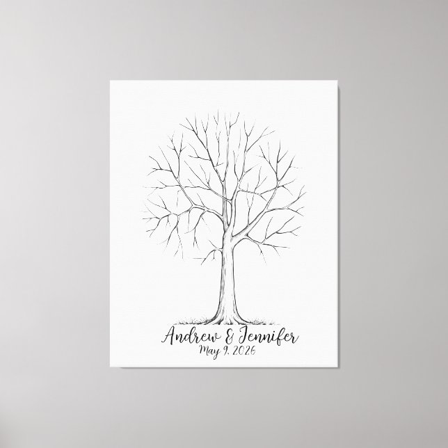 Wedding Fingerprint Tree Guest Book Alternative Leinwanddruck (Vorderseite)