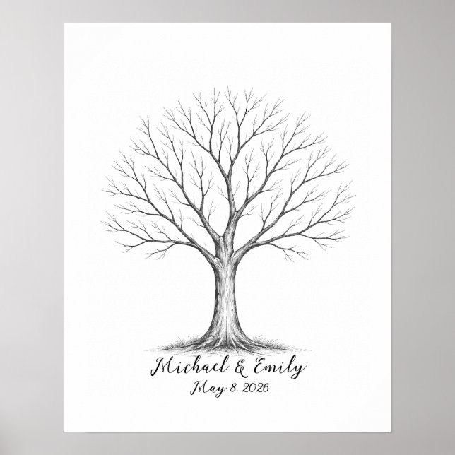 Wedding Fingerprint Tree Guest Book Alternative Poster (Vorne)