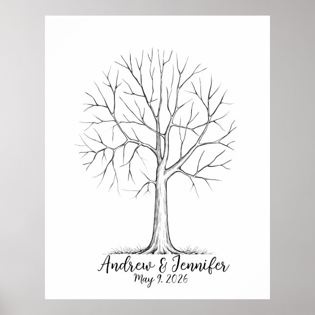 Wedding Fingerprint Tree Guest Book Alternative Poster (Vorne)