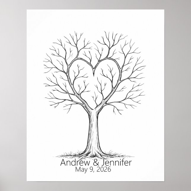 Wedding Fingerprint Tree Guest Book Alternative Poster (Vorne)