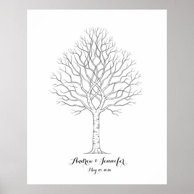 Wedding Fingerprint Tree Guest Book Alternative Poster (Vorne)