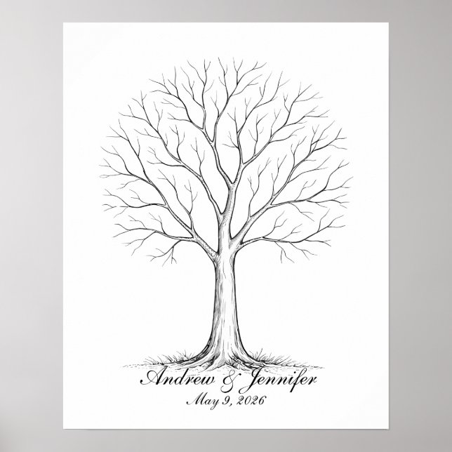 Wedding Fingerprint Tree Guest Book Alternative Poster (Vorne)