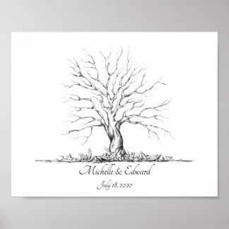 Wedding Fingerprint Tree Guestbook Poster