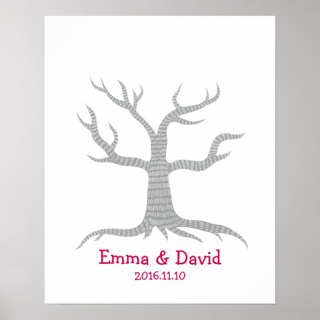 Wedding Fingerprint Tree Guestbook Poster (Vorne)