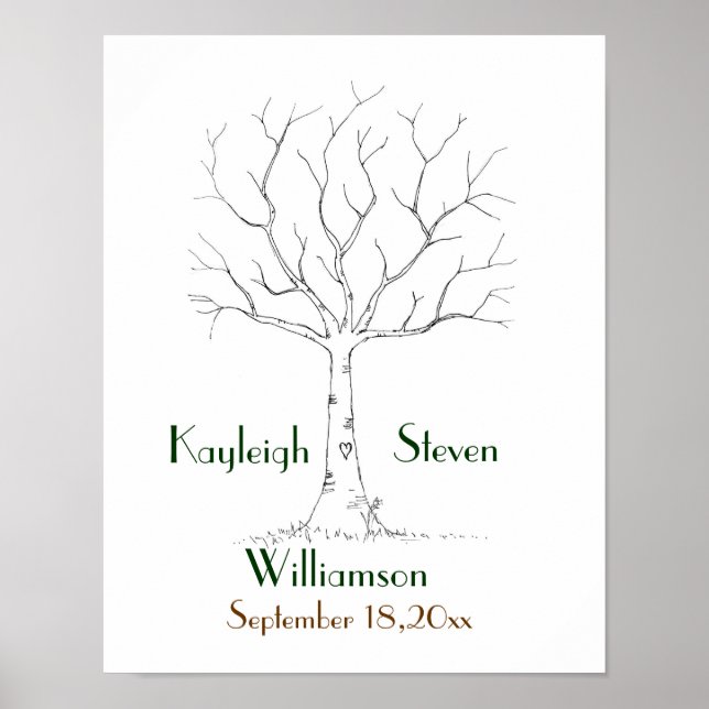 Wedding Fingerprint Tree Poster (Vorne)
