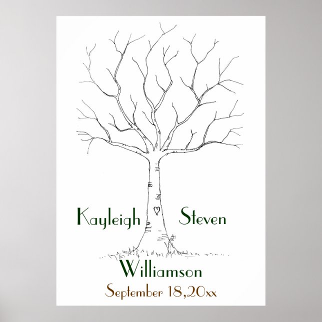 Wedding Fingerprint Tree Poster (Vorne)