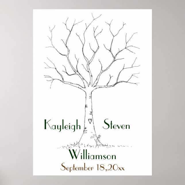Wedding Fingerprint Tree Poster (Vorne)