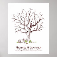 Wedding Fingerprint Tree Poster (Hund)