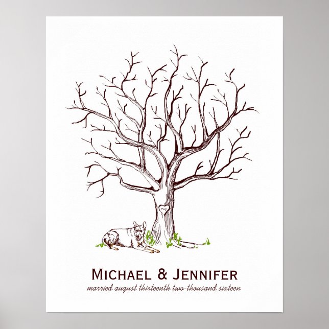 Wedding Fingerprint Tree Poster (Hund) (Vorne)