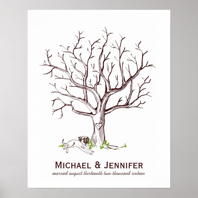 Wedding Fingerprint Tree Poster (Hund II) (Vorne)
