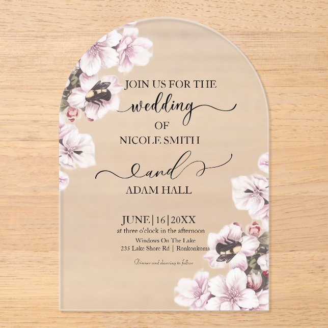 Wedding Floral Invitation Acryleinladungen (Vorderseite)