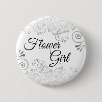 Wedding Flower Girl Button Silver Gray Frills