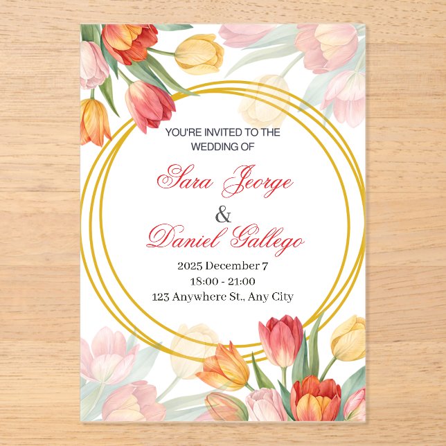 wedding flower invitation acryleinladungen (Vorderseite)