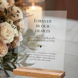 Wedding Forever In Our Hearts Memorial Acrylschild