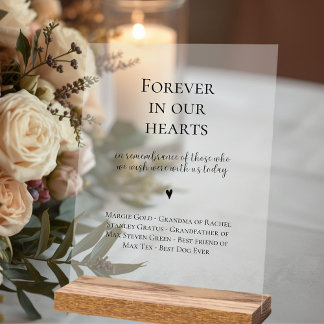 Wedding Forever In Our Hearts Memorial Acrylschild