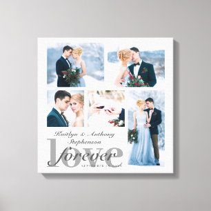 Wedding FOREVER LOVE Foto Collage Custom Color Leinwanddruck