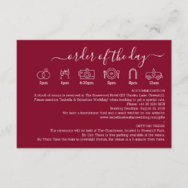 Wedding Formal Burgundy Details Order Of The Day Begleitkarte