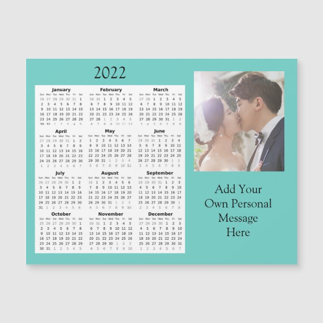 Wedding Foto 2022 Mini Kalender Magnetic Einladung (Vorderseite)