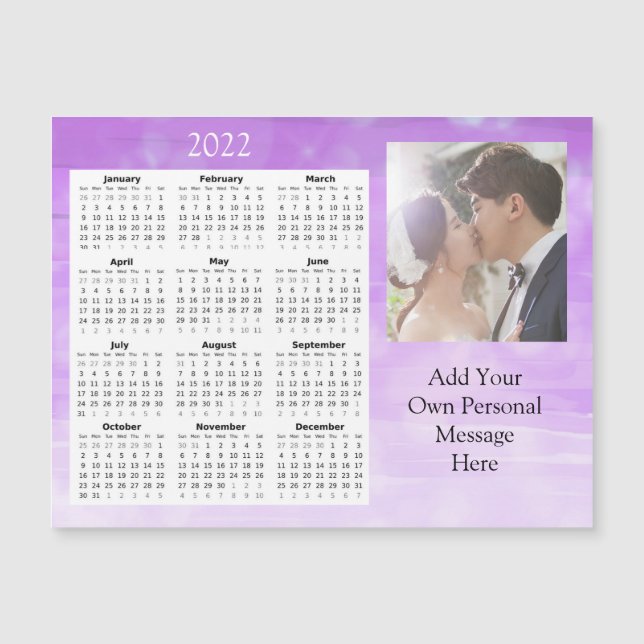 Wedding Foto 2022 Mini Kalender Magnetic Einladung (Vorderseite)