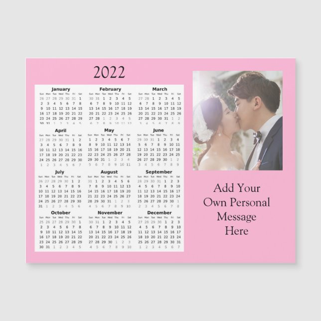 Wedding Foto 2022 Mini Kalender Magnetic Einladung (Vorderseite)