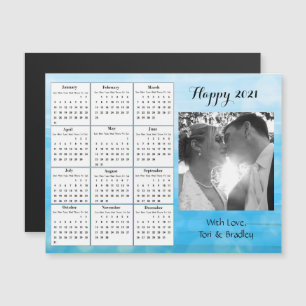 Wedding Foto Blue Gradient Mini 2021 Kalender Magneteinladung