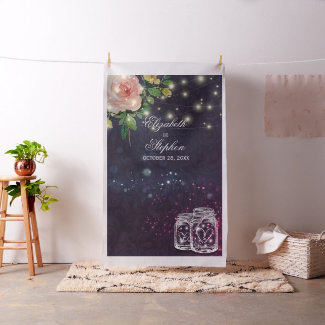 Wedding Foto Booth Backdrop Chic Floral Mason Jar Stoff (Beispiel)