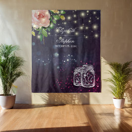 Wedding Foto Booth Backdrop Chic Floral Mason Jar Wandteppich