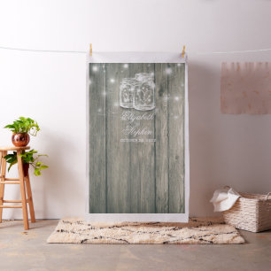Wedding Foto Booth Backdrop Wood Mason Jar Lights Stoff