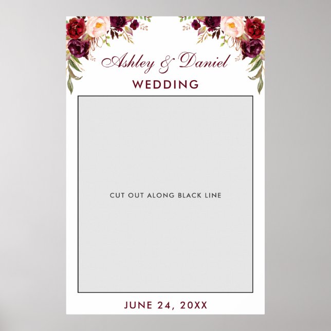 Wedding Foto Booth Prop Burgundy Poster (Vorne)