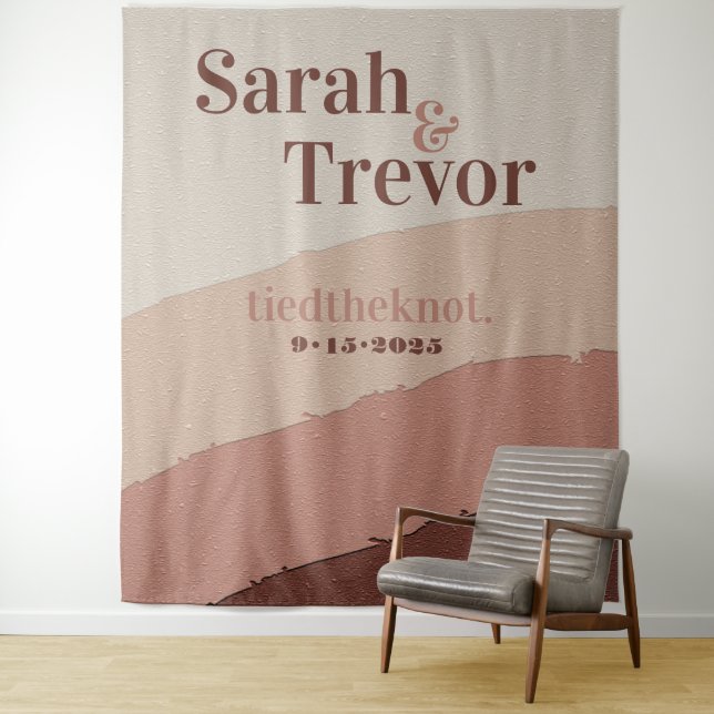 Wedding Foto Booth Retro Funky Earth Tones T Wandteppich (Beispiel)