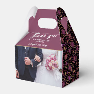 Wedding Foto Burgundy Blume Pattern Vielen Dank Geschenkschachtel